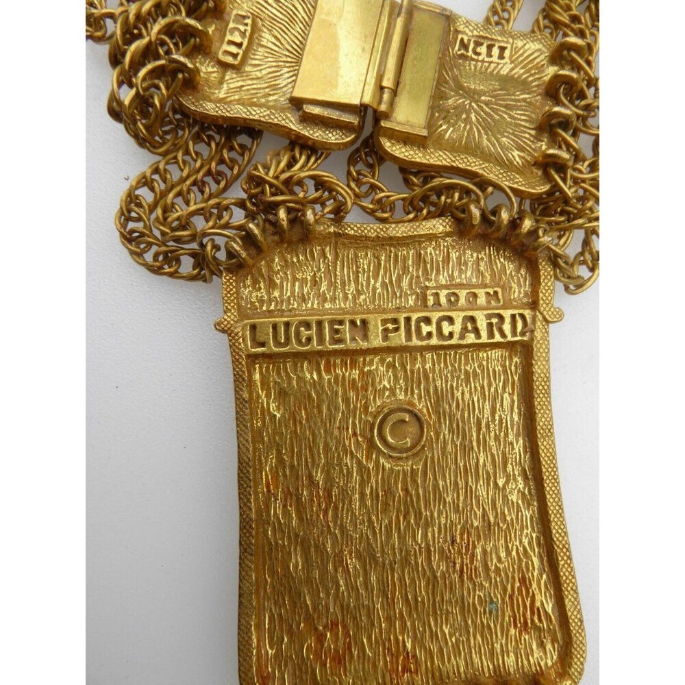 Lucien Piccard Vintage Gold-Tone Multi-Strand Chain Necklace With Ornate Pendant - Picture 3 of 8